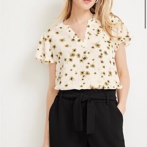 Maurices Atwood Floral Flutter Sleeve Blouse